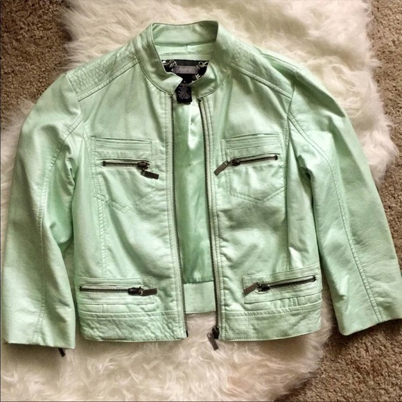 Daytrip mint green faux leather jacket size large - Picture 1 of 4